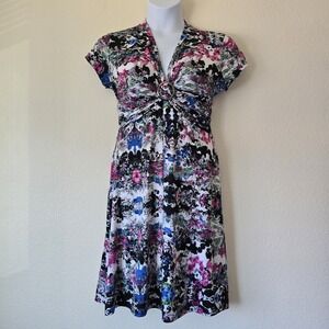 Robert Louis Y2k Babydoll Dress Women Sz Large Stretchy Floral Tie Dye Fairy